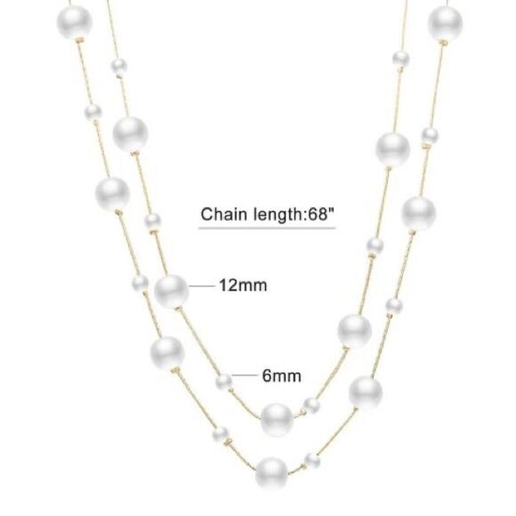 Pearl and 18K Gold Plated Multilayered and Single Necklace - Picture 9 of 10